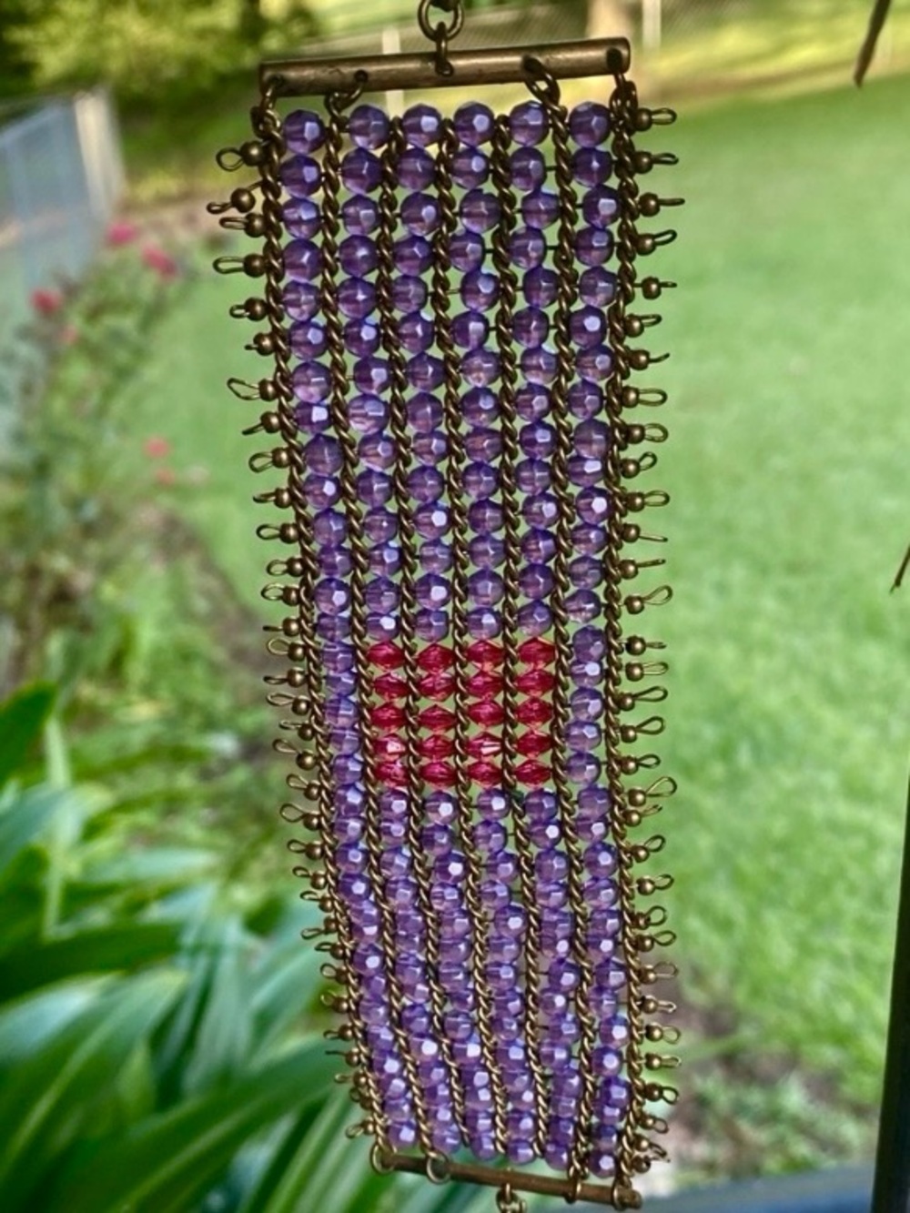 CHICO’S PURPLE AND PINK BEADED BRACELET - Picture 2 of 2